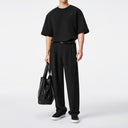 Black Lightweight Textured Pants