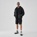 BODYDREAM Heavyweight Distressed Open-Front Cotton Hoodie Loose-Fit