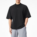 Structured Split Half High Neck Short Sleeve Shirt