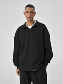 BODYDREAM Half-Zip Sweatshirt for Men - Fall/Winter Handwritten Font Embroidered Casual Top