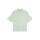 Structured Split Half High Neck Short Sleeve Shirt