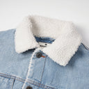 BDPOWERUP Sherpa-Lined Denim Jacket – Thick Winter Fleece Collar