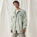 BDPOWERUP Vintage Washed Denim Jacket – 100% Cotton, Loose-Fit Streetwear Layer