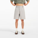 Gray Woven Textured Suit Shorts