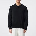 Loose-Fit Henley Collar Pullover Sweater