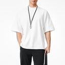 Structured Split Half High Neck Short Sleeve Shirt