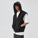 BODYDREAM Summer Fitness Hooded Sports Tank Top Men's Loose-Fit Casual Sleeveless Vest Zipper Hoodie