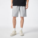 Gray Twill Textured Split Raw Edge Knit Shorts