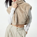 Khaki Embroidered Plush Vest