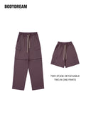 BODYDREAM Men's Detachable Two-Way Casual Pants Vintage Distressed Straight-Leg Workwear Trousers