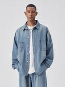 BODYDREAM Men's Denim Shirt - Versatile Relaxed-Fit Shirt, Washed Loose-Fit Long Sleeve