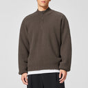 Brown Half-Zip Pullover Sweater