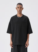 BODYDREAM Heavyweight Tencel Loose-Fit Solid-Color Short-Sleeve T-Shirt for Men with Patch Pocket