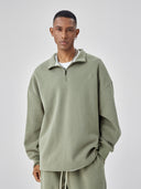 BODYDREAM Half-Zip Sweatshirt for Men - Fall/Winter Handwritten Font Embroidered Casual Top