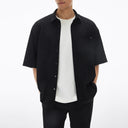 Split Texture Short Sleeve Casual Shirt