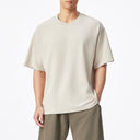 Khaki Structured Spliced Casual Short Sleeve Tee