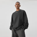 BODYDREAM Men's Crew Neck Heavyweight Solid Color Sweatshirt