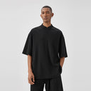 BODYDREAM Heavyweight 100% Cotton Short-Sleeve Men's Summer Half-Zip Casual T-Shirt