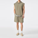 Green Ripped Slit Knit Shorts