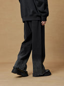 BODYDREAM Men's Relaxed Fit Frayed Hem Straight Leg Jeans with Washed Gradient Effect