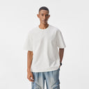 Short sleeve men's summer knit T-shirt round neck ribbed textured feel
