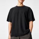 Textured Loose Falling Shoulder Short Sleeve T-Shirt