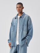 BODYDREAM Men's Denim Shirt - Versatile Relaxed-Fit Shirt, Washed Loose-Fit Long Sleeve
