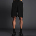 Black Split Design Suit Shorts