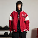 BDPOWERUP Embroidered Varsity Jacket – Loose-Fit Thick Streetwear Bomber with Graphic Back Print
