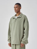 BODYDREAM Half-Zip Sweatshirt for Men - Fall/Winter Handwritten Font Embroidered Casual Top