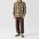 BODYDREAM Casual Checkered Shirt Men's Vintage Batik Long-Sleeve Jacket 100% Cotton