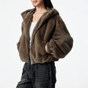 Women Short Embroidered Plush Jacket