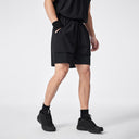 Black Large Pockets Woven Shorts