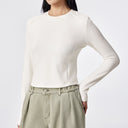White Round Collar Slim-Fit Tee