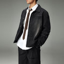 Washed Black Aged Sickle Sleeve Denim Jacket