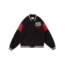 BDPOWERUP Embroidered Varsity Jacket – Loose-Fit Thick Streetwear Bomber with Graphic Back Print