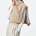 Khaki Embroidered Plush Vest