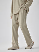 BODYDREAM Men's Textured Casual Pants Loose Straight-Leg Pants with Embroidery