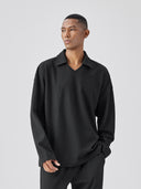 BODYDREAM Textured Long-Sleeve T-Shirt Polo Neck Couple's Top