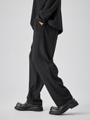 BODYDREAM Men's Textured Casual Pants Loose Straight-Leg Pants with Embroidery