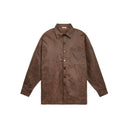 BODYDREAM Men's Vintage-Style Oversized Leather Shirt Casual Loose-Fit Long-Sleeve Jacket