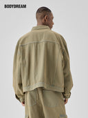 BODYDREAM Men's Vintage American-Style Yellow Mud Denim Jacket