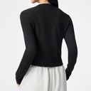 Black Round Collar Slim-Fit Tee