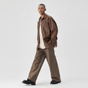 BODYDREAM Men's Vintage-Style Oversized Leather Shirt Casual Loose-Fit Long-Sleeve Jacket