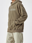 BODYDREAM Heavy-Duty Distressed Hoodie Men's Letter Print Pullover Hoodie