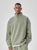 BODYDREAM Half-Zip Sweatshirt for Men - Fall/Winter Handwritten Font Embroidered Casual Top