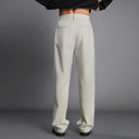 Gray Striped Textured Suit Trousers
