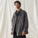BDPOWERUP Vintage Washed Denim Jacket – 100% Cotton, Loose-Fit Streetwear Layer