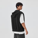 BODYDREAM Summer Fitness Hooded Sports Tank Top Men's Loose-Fit Casual Sleeveless Vest Zipper Hoodie
