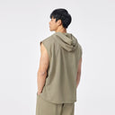 Green Ripped Sleeveless Hoodie